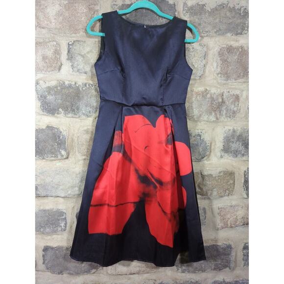 Thxgiving Dress Woman's Medium NWT Black Floral Print‎ Fit & Flare Party Dance - Picture 1 of 13